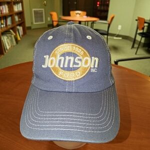 Johnson Motors Embroidered Logo Strap Blue White Cap Hat